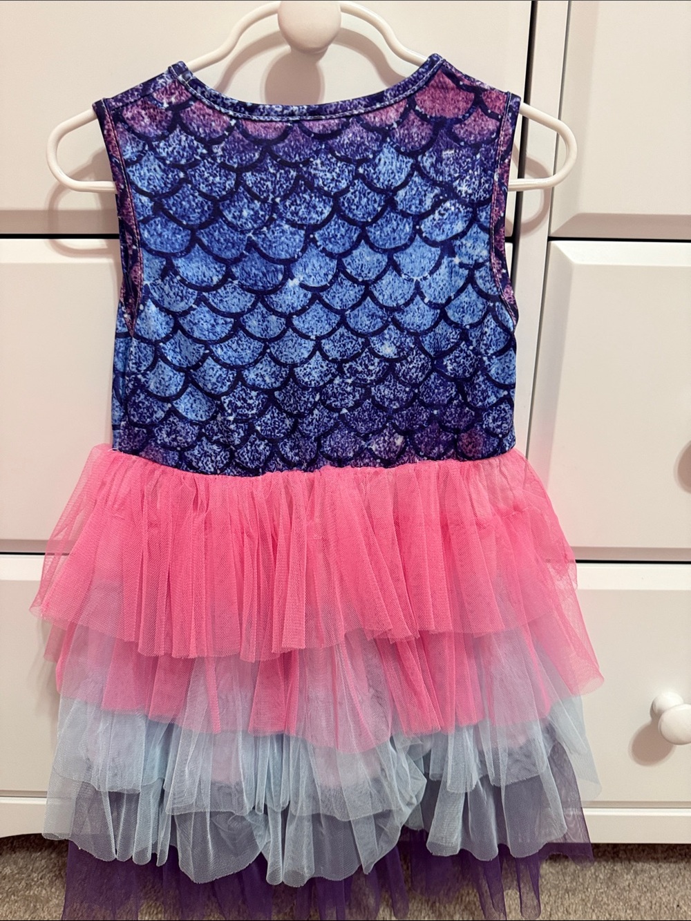 Girls Mermaid Scales Tulle Dress in Blue & Pink - Picture 5 of 5